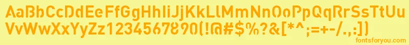 フォントStreetvertisingBoldPublic – オレンジの文字が黄色の背景にあります。