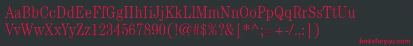 フォントItcCenturyLtLightCondensed – 黒い背景に赤い文字