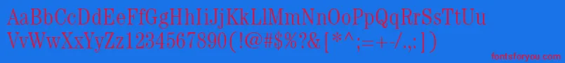 ItcCenturyLtLightCondensed Font – Red Fonts on Blue Background