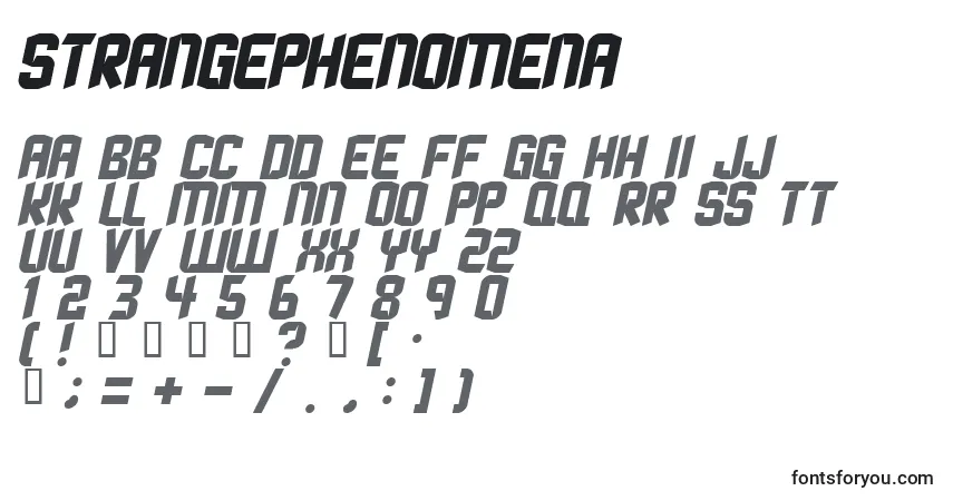 Шрифт Strangephenomena – алфавит, цифры, специальные символы