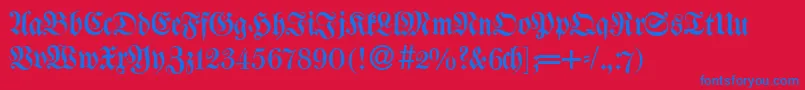 Police W650BlackletterRegular – polices bleues sur fond rouge