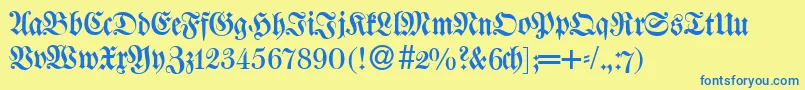 W650BlackletterRegular Font – Blue Fonts on Yellow Background