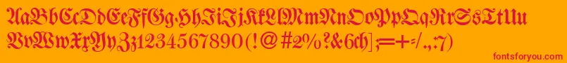 W650BlackletterRegular Font – Red Fonts on Orange Background