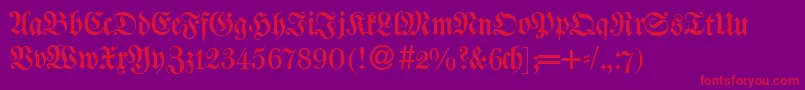 フォントW650BlackletterRegular – 紫の背景に赤い文字