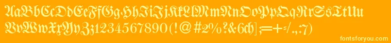 フォントW650BlackletterRegular – オレンジの背景に黄色の文字