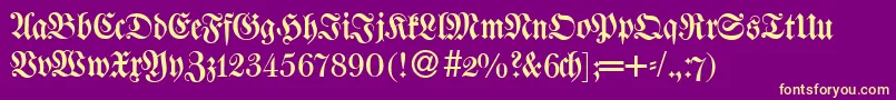 W650BlackletterRegular Font – Yellow Fonts on Purple Background