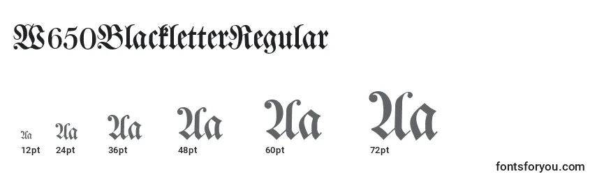 W650BlackletterRegular Font Sizes