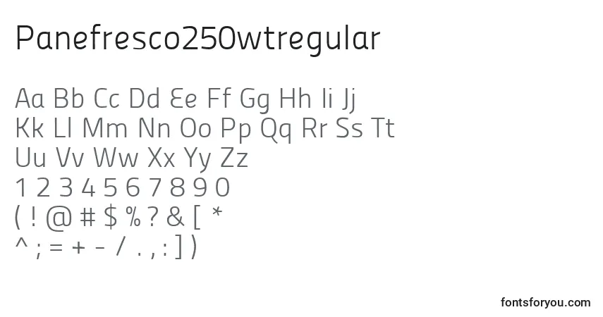 Schriftart Panefresco250wtregular – Alphabet, Zahlen, spezielle Symbole