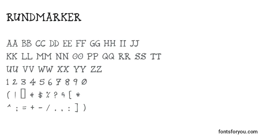 A fonte RundMarker – alfabeto, números, caracteres especiais