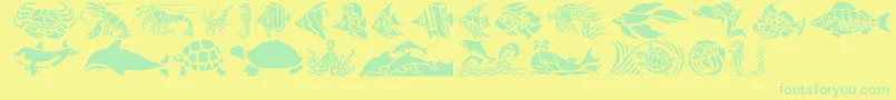 HffAquaStencil-Schriftart – Grüne Schriften auf gelbem Hintergrund