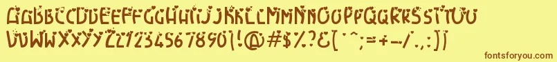 Heartexplosion Font – Brown Fonts on Yellow Background