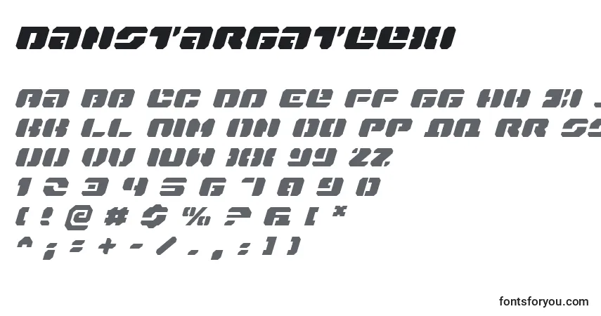 Schriftart Danstargateexi – Alphabet, Zahlen, spezielle Symbole