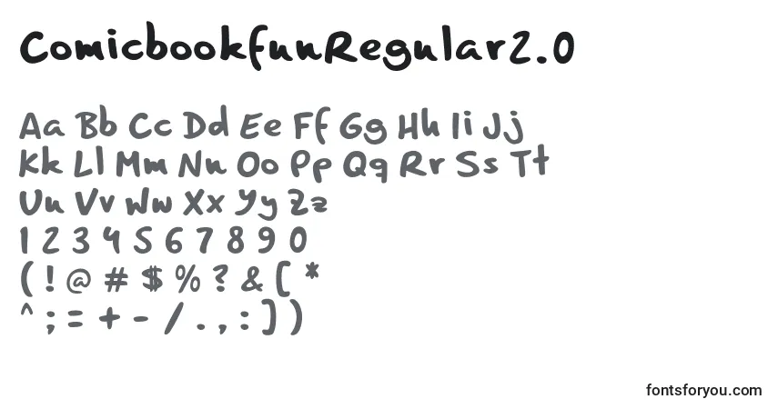 A fonte ComicbookfunRegular2.0 – alfabeto, números, caracteres especiais