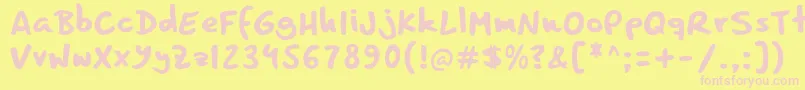 Fonte ComicbookfunRegular2.0 – fontes rosa em um fundo amarelo