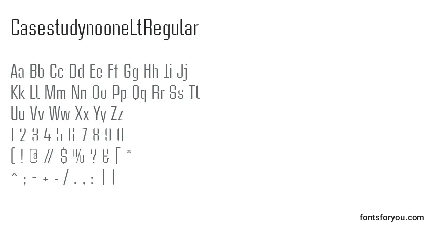 Czcionka CasestudynooneLtRegular – alfabet, cyfry, specjalne znaki