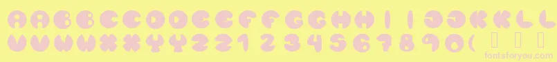 Lunanuevatype-fontti – vaaleanpunaiset fontit keltaisella taustalla