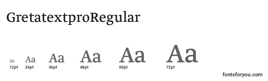 Размеры шрифта GretatextproRegular