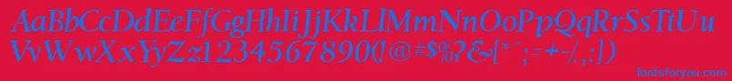 Ostentiassk Font – Blue Fonts on Red Background