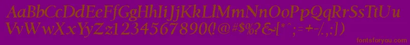 Ostentiassk-fontti – ruskeat fontit violetilla taustalla