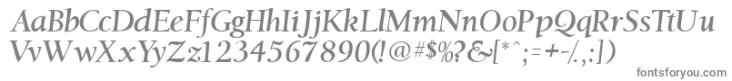Ostentiassk-fontti – harmaat kirjasimet valkoisella taustalla