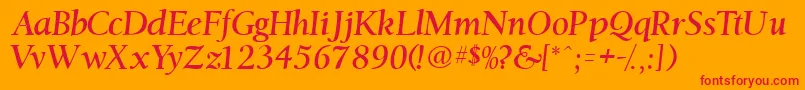 Ostentiassk Font – Red Fonts on Orange Background
