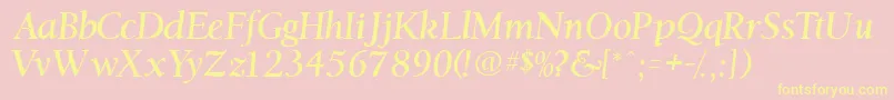 Ostentiassk-Schriftart – Gelbe Schriften auf rosa Hintergrund