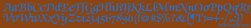 Czcionka ZabriskiescriptswashdemiRegularDb – niebieskie czcionki na brązowym tle