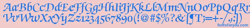 ZabriskiescriptswashdemiRegularDb Font – Blue Fonts on Pink Background