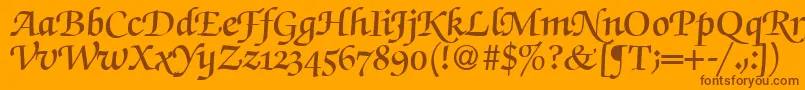 ZabriskiescriptswashdemiRegularDb-Schriftart – Braune Schriften auf orangefarbenem Hintergrund