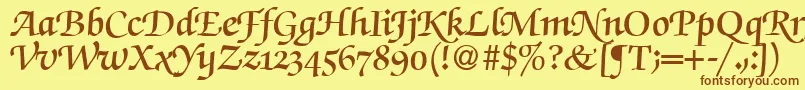 Подробнее о шрифте ZabriskiescriptswashdemiRegularDb Шрифт ZabriskiescriptswashdemiRegularDb – коричневые шрифты на жёлтом фоне