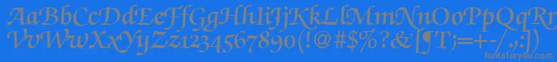 Czcionka ZabriskiescriptswashdemiRegularDb – szare czcionki na niebieskim tle