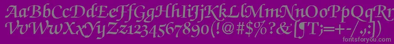 ZabriskiescriptswashdemiRegularDb-fontti – harmaat kirjasimet violetilla taustalla