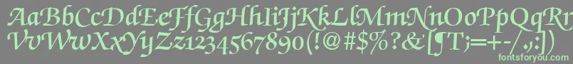 Fonte ZabriskiescriptswashdemiRegularDb – fontes verdes em um fundo cinza