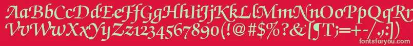 fuente ZabriskiescriptswashdemiRegularDb – Fuentes Verdes Sobre Fondo Rojo