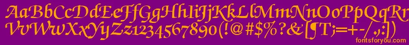 ZabriskiescriptswashdemiRegularDb-Schriftart – Orangefarbene Schriften auf violettem Hintergrund