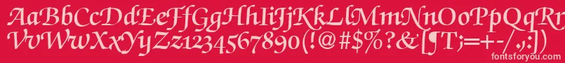 Saiba mais sobre a fonte ZabriskiescriptswashdemiRegularDb Fonte ZabriskiescriptswashdemiRegularDb – fontes rosa em um fundo vermelho