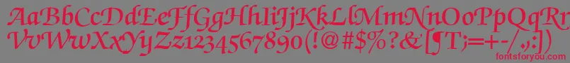 ZabriskiescriptswashdemiRegularDb-Schriftart – Rote Schriften auf grauem Hintergrund