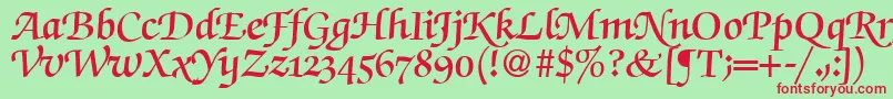 Czcionka ZabriskiescriptswashdemiRegularDb – czerwone czcionki na zielonym tle