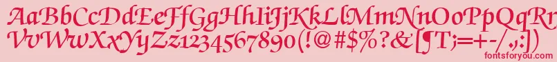 Fonte ZabriskiescriptswashdemiRegularDb – fontes vermelhas em um fundo rosa