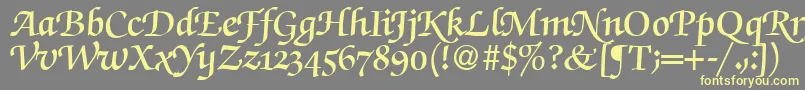 Fonte ZabriskiescriptswashdemiRegularDb – fontes amarelas em um fundo cinza