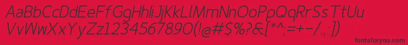 Finenessprolightitalic Font – Black Fonts on Red Background