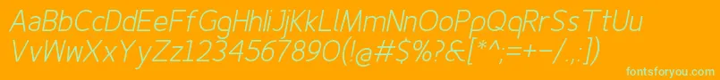 Finenessprolightitalic Font – Green Fonts on Orange Background