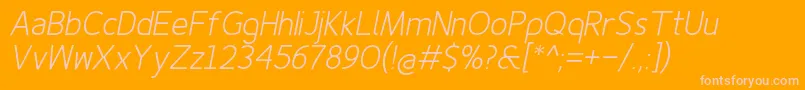 Finenessprolightitalic Font – Pink Fonts on Orange Background