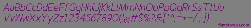 Шрифт Finenessprolightitalic – фиолетовые шрифты на сером фоне