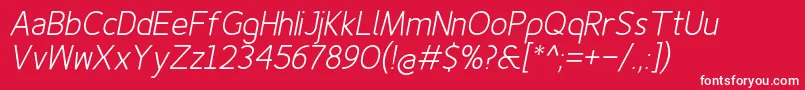 Finenessprolightitalic Font – White Fonts on Red Background