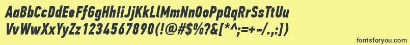 PfdintextcompproBolditalic-fontti – mustat fontit keltaisella taustalla