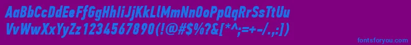 Шрифт PfdintextcompproBolditalic – синие шрифты на фиолетовом фоне