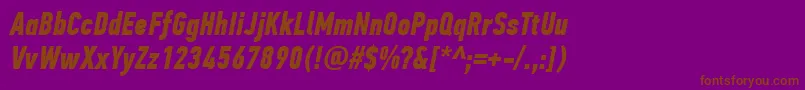 フォントPfdintextcompproBolditalic – 紫色の背景に茶色のフォント
