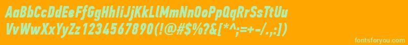 PfdintextcompproBolditalic Font – Green Fonts on Orange Background