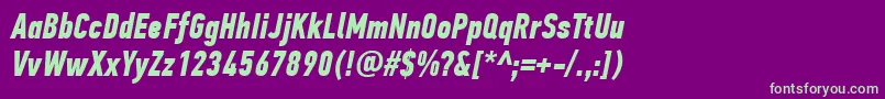 PfdintextcompproBolditalic-Schriftart – Grüne Schriften auf violettem Hintergrund